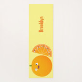 かわいいハッピーオレンジの柑橘系フルーツマンガ ヨガマット (裏面)