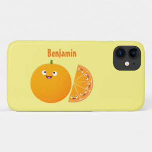 かわいいハッピーオレンジの柑橘系フルーツマンガ iPhone 11 ケース