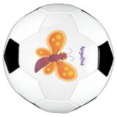 かわいいハッピーオレンジ色の蝶の漫画イラストレーション サッカーボール (回転)