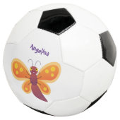 かわいいハッピーオレンジ色の蝶の漫画イラストレーション サッカーボール (3/4)