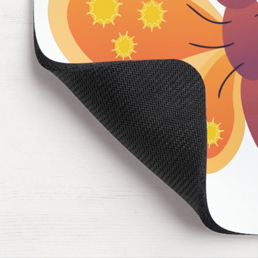 かわいいハッピーオレンジ色の蝶の漫画イラストレーション マウスパッド (コーナー)