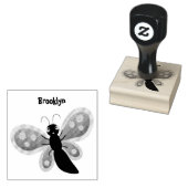 かわいいハッピーオレンジ色の蝶の漫画イラストレーション ラバースタンプ (押印)