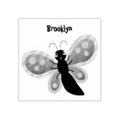 かわいいハッピーオレンジ色の蝶の漫画イラストレーション ラバースタンプ (インプリント)