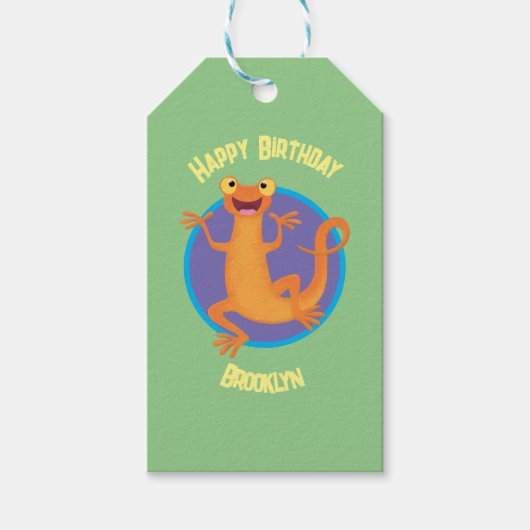 かわいいハッピーオレンジ踊りnewt ギフトタグ (正面)