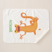 かわいいハッピーオレンジ踊りnewt シェルパブランケット (正面(横))