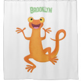 かわいいハッピーオレンジ踊りnewt シャワーカーテン (正面)