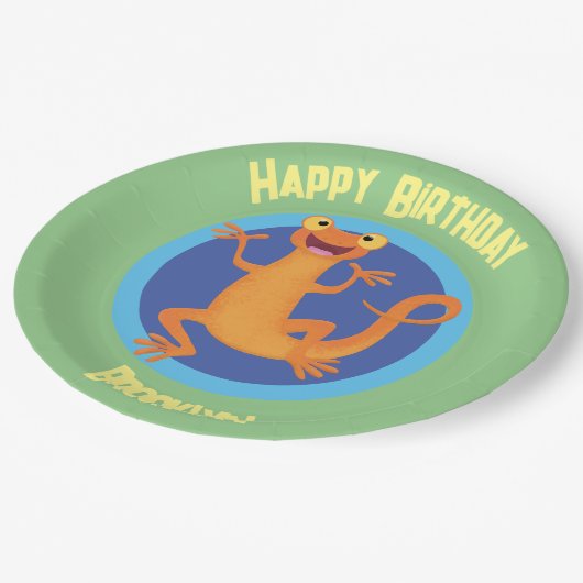 かわいいハッピーオレンジ踊りnewt ペーパープレート (アングル)