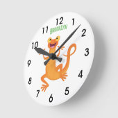 かわいいハッピーオレンジ踊りnewt ラウンド壁時計 (傾斜)