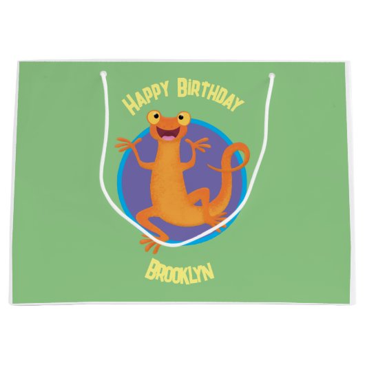 かわいいハッピーオレンジ踊りnewt ラージペーパーバッグ (正面)