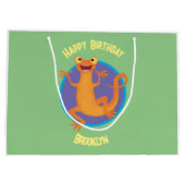 かわいいハッピーオレンジ踊りnewt ラージペーパーバッグ (裏面)