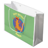 かわいいハッピーオレンジ踊りnewt ラージペーパーバッグ (正面アングル)