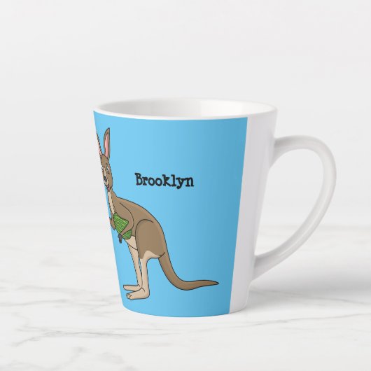 かわいいハッピーオーストラリアカンガルーイラストレーション カフェラテマグ (右)