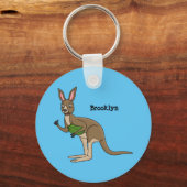 かわいいハッピーオーストラリアカンガルーイラストレーション キーホルダー (正面)