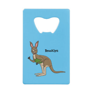 かわいいハッピーオーストラリアカンガルーイラストレーション クレジットカード栓抜き