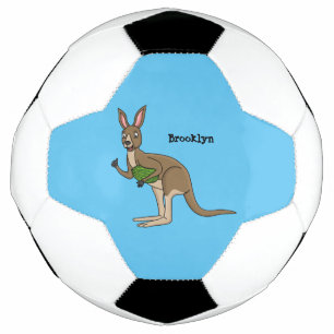 かわいいハッピーオーストラリアカンガルーイラストレーション サッカーボール