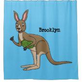 かわいいハッピーオーストラリアカンガルーイラストレーション シャワーカーテン (正面)