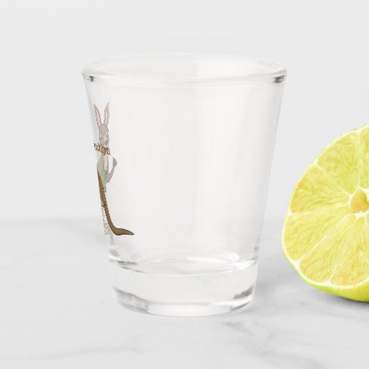 かわいいハッピーオーストラリアカンガルーイラストレーション ショットグラス (右)