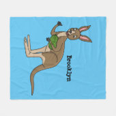 かわいいハッピーオーストラリアカンガルーイラストレーション フリースブランケット (正面(横))