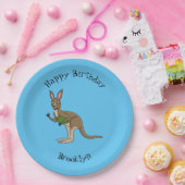 かわいいハッピーオーストラリアカンガルーイラストレーション ペーパープレート (パーティー)