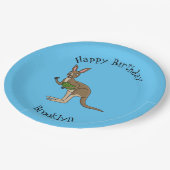 かわいいハッピーオーストラリアカンガルーイラストレーション ペーパープレート (アングル)