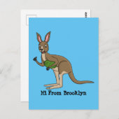 かわいいハッピーオーストラリアカンガルーイラストレーション ポストカード (正面/裏面)