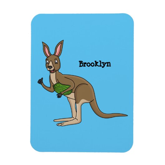 かわいいハッピーオーストラリアカンガルーイラストレーション マグネット (縦)