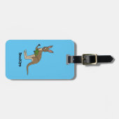 かわいいハッピーオーストラリアカンガルーイラストレーション ラゲッジタグ (正面横)
