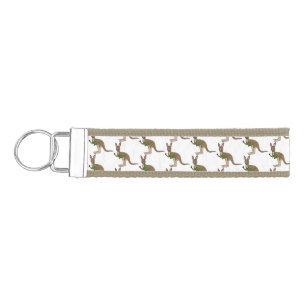 かわいいハッピーオーストラリアカンガルーイラストレーション リストバンドキーホルダー