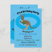 かわいいハッピーオーストラリアカンガルーイラストレーション 招待状 (正面/裏面)