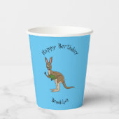 かわいいハッピーオーストラリアカンガルーイラストレーション 紙コップ (裏面)