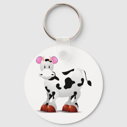 かわいいハッピーカウカートゥーン キーホルダー (正面)