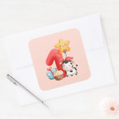 かわいいハッピーカウー1歳の誕生日 スクエアシール (封筒)
