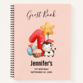 かわいいハッピーカウー1歳の誕生日 ノートブック