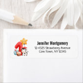 かわいいハッピーカウー1歳の誕生日 ラベル (インサイチュ)