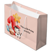 かわいいハッピーカウー1歳の誕生日 ラージペーパーバッグ (正面アングル)