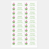 かわいいハッピーカップケーキパーソナライズされた漫画 ラベル (シート)