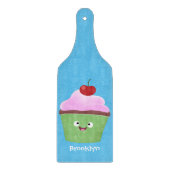 かわいいハッピーカップケーキ漫画イラストレーション カッティングボード (正面)