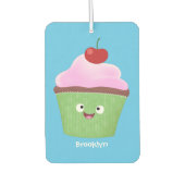 かわいいハッピーカップケーキ漫画イラストレーション カーエアーフレッシュナー (正面)