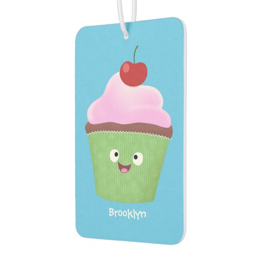 かわいいハッピーカップケーキ漫画イラストレーション カーエアーフレッシュナー (左)