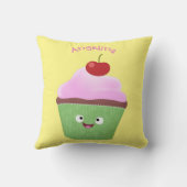 かわいいハッピーカップケーキ漫画イラストレーション クッション (裏面)