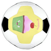 かわいいハッピーカップケーキ漫画イラストレーション サッカーボール (回転)