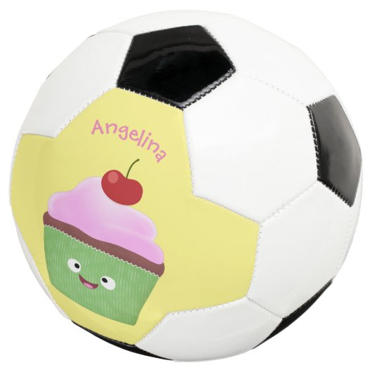 かわいいハッピーカップケーキ漫画イラストレーション サッカーボール (3/4)