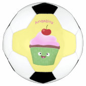 かわいいハッピーカップケーキ漫画イラストレーション サッカーボール (正面)