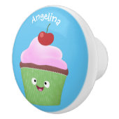 かわいいハッピーカップケーキ漫画イラストレーション セラミックノブ (右)