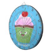 かわいいハッピーカップケーキ漫画イラストレーション ダーツボード (正面右)