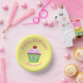 かわいいハッピーカップケーキ漫画イラストレーション ペーパーボウル (パーティー)