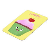 かわいいハッピーカップケーキ漫画イラストレーション マグネット (左側)