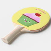 かわいいハッピーカップケーキ漫画イラストレーション 卓球ラケット (正面アングル)