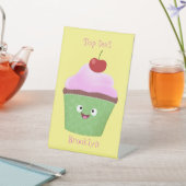 かわいいハッピーカップケーキ漫画イラストレーション 台座サイン (インサイチュ)