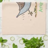 かわいいハッピーカリフォルニアウズラの漫画イラストレーション キッチンタオル (折り畳み)